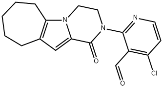 3-Pyridinecarboxaldehyde, 4-chloro-2-(1,3,4,6,7,8,9,10-octahydro-1-oxo-2H-cyclohepta[4,5]pyrrolo[1,2-a]pyrazin-2-yl)- Structure