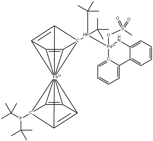 Palladium, [2'-(amino-κN)[1,1'-biphenyl]-2-yl-κC][1-[bis(1,1-dimethylethyl)phosphino-κP]-1'-[bis(1,1-dimethylethyl)phosphino]ferrocene](methanesulfonato-κO)-,2408294-08-4,结构式