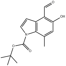 tert-butyl 4-formyl-5-hydroxy-7-methyl-1H-indole-1-carboxylate Struktur
