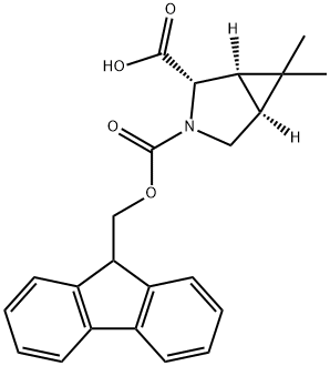 3-Azabicyclo[3.1.0]hexane-2,3-dicarboxylic acid, 6,6-dimethyl-, 3-(9H-fluoren-9-ylmethyl) ester, (1R,2S,5S)- 化学構造式