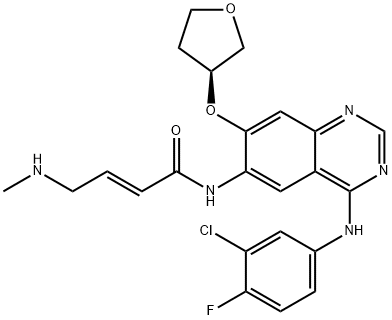2-Butenamide, N-[4-[(3-chloro-4-fluorophenyl)amino]-7-[[(3S)-tetrahydro-3-furanyl]oxy]-6-quinazolinyl]-4-(methylamino)-, (2E)- 化学構造式