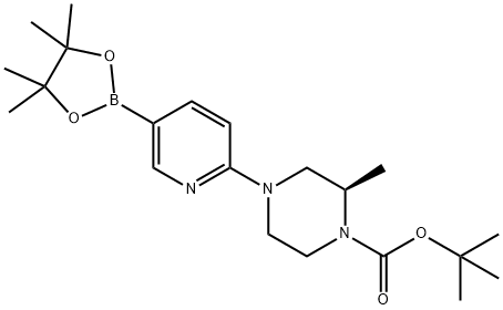 1-Piperazinecarboxylic acid, 2-methyl-4-[5-(4,4,5,5-tetramethyl-1,3,2-dioxaborolan-2-yl)-2-pyridinyl]-, 1,1-dimethylethyl ester, (2R)- Structure