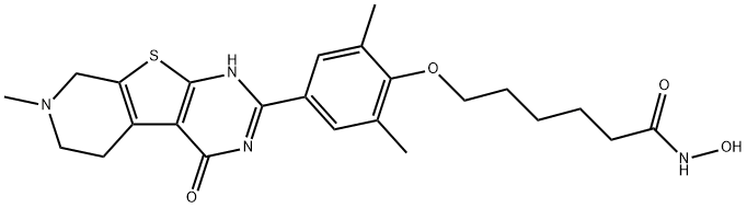 Hexanamide, 6-[4-(1,4,5,6,7,8-hexahydro-7-methyl-4-oxopyrido[4',3':4,5]thieno[2,3-d]pyrimidin-2-yl)-2,6-dimethylphenoxy]-N-hydroxy-|CAY17C