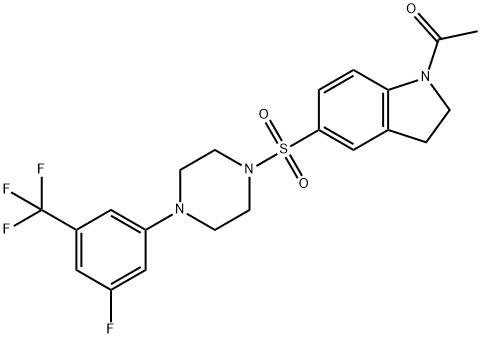 Ethanone, 1-[5-[[4-[3-fluoro-5-(trifluoromethyl)phenyl]-1-piperazinyl]sulfonyl]-2,3-dihydro-1H-indol-1-yl]- Structure