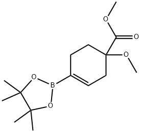 3-Cyclohexene-1-carboxylic acid, 1-methoxy-4-(4,4,5,5-tetramethyl-1,3,2-dioxaborolan-2-yl)-, methyl ester Structure