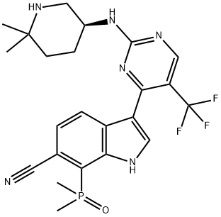 2417302-07-7 7-(二甲基膦基)-3-[2-[[(3S)-6,6-二甲基-3-哌啶基]氨基]-5-(三氟甲基)-4-嘧啶基]-1H-吲哚-6-甲腈