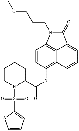 2-Piperidinecarboxamide, N-[1,2-dihydro-1-(3-methoxypropyl)-2-oxobenz[cd]indol-6-yl]-1-(2-thienylsulfonyl)- Structure