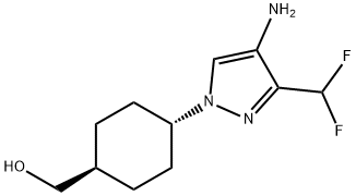 Cyclohexanemethanol, 4-[4-amino-3-(difluoromethyl)-1H-pyrazol-1-yl]-, trans- Structure