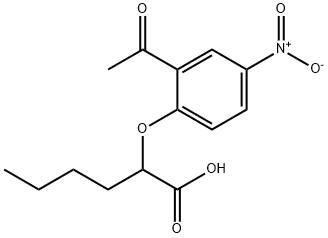Hexanoic acid, 2-(2-acetyl-4-nitrophenoxy)- 化学構造式