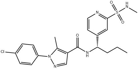 1H-Pyrazole-4-carboxamide, 1-(4-chlorophenyl)-5-methyl-N-[(1S)-1-[2-[(methylamino)sulfonyl]-4-pyridinyl]butyl]- Struktur