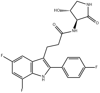 1H-Indole-3-propanamide, 5,7-difluoro-2-(4-fluorophenyl)-N-[(3S,4R)-4-hydroxy-2-oxo-3-pyrrolidinyl]-|化合物INAXAPLIN