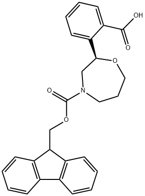 (R)-2-(4-(((9H-fluoren-9-yl)methoxy)carbonyl)-1,4-oxazepan-2-yl)benzoic acid 化学構造式