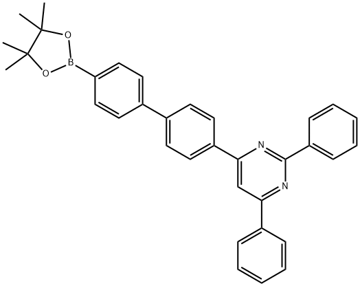 Pyrimidine, 2,4-diphenyl-6-[4'-(4,4,5,5-tetramethyl-1,3,2-dioxaborolan-2-yl)[1,1'-biphenyl]-4-yl]- Struktur