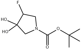 tert-butyl 4-fluoro-3,3-dihydroxypyrrolidine-1-carboxylate Struktur