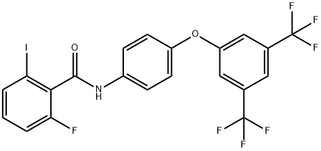 Benzamide, N-[4-[3,5-bis(trifluoromethyl)phenoxy]phenyl]-2-fluoro-6-iodo- 化学構造式