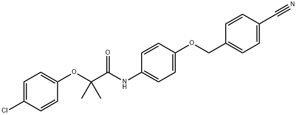 Propanamide, 2-(4-chlorophenoxy)-N-[4-[(4-cyanophenyl)methoxy]phenyl]-2-methyl- 化学構造式