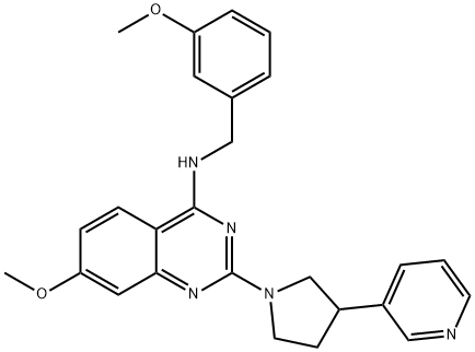 4-Quinazolinamine, 7-methoxy-N-[(3-methoxyphenyl)methyl]-2-[3-(3-pyridinyl)-1-pyrrolidinyl]- Struktur