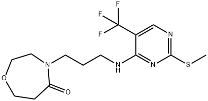 1,4-Oxazepin-5(2H)-one, tetrahydro-4-[3-[[2-(methylthio)-5-(trifluoromethyl)-4-pyrimidinyl]amino]propyl]- Structure