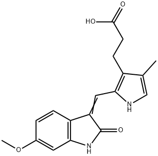 1H-Pyrrole-3-propanoic acid, 2-[(1,2-dihydro-6-methoxy-2-oxo-3H-indol-3-ylidene)methyl]-4-methyl- Structure