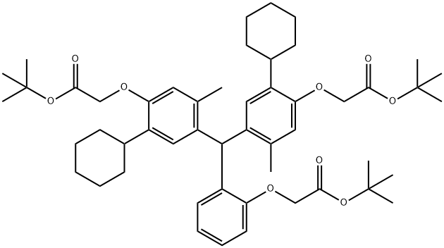 Bis(1,1-dimethylethyl) 2,2'-[[[2-[2-(1,1-dimethylethoxy)-2-oxoethoxy]phenyl]methylene]bis[(2-cyclohexyl-5-methyl-4,1-phenylene)oxy]]bisacetate Structure