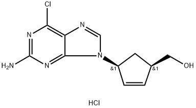 cis-rac-4-(2-Amino-6-chloro-9H-purin-9-yl)-2-cyclopentene-1-methanol Hydrochloride 化学構造式