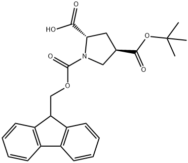 1,2,4-Pyrrolidinetricarboxylic acid, 4-(1,1-dimethylethyl) 1-(9H-fluoren-9-ylmethyl) ester, (2S,4R)- Structure