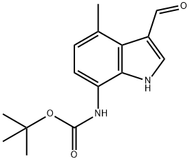 Carbamic acid, N-(3-formyl-4-methyl-1H-indol-7-yl)-, 1,1-dimethylethyl ester 结构式