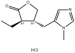 (3R,4R)-3-エチル-4,5-ジヒドロ-4-[(1-メチル-1H-イミダゾール-5-イル)メチル]-2(3H)-フラノン・塩酸塩 化学構造式