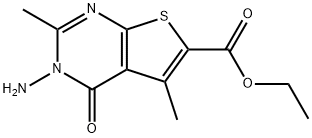 Thieno[2,3-d]pyrimidine-6-carboxylic acid, 3-amino-3,4-dihydro-2,5-dimethyl-4-oxo-, ethyl ester Structure