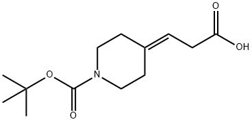 1-Piperidinecarboxylic acid, 4-(2-carboxyethylidene)-, 1-(1,1-dimethylethyl) ester Structure
