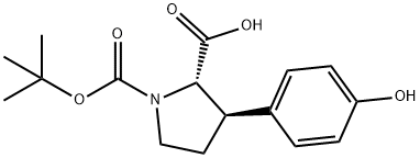 1,2-Pyrrolidinedicarboxylic acid, 3-(4-hydroxyphenyl)-, 1-(1,1-dimethylethyl) ester, (2S,3R)- Struktur