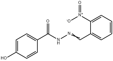 Benzoic acid, 4-hydroxy-, 2-[(2-nitrophenyl)methylene]hydrazide Struktur
