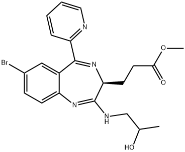 3-[(3S)-7-溴-2-[(2-羟基丙基)氨基]-5-(2-吡啶基)-3H-苯并[E][1,4]二氮杂卓-3-基]丙酸甲酯,308243-54-1,结构式