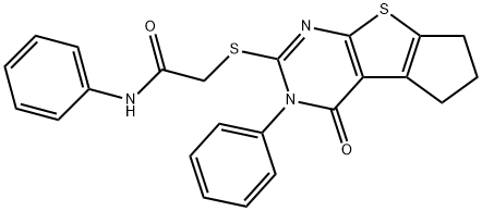 2-[(1-oxo-2-phenyl-7,8-dihydro-6H-cyclopenta[2,3]thieno[2,4-b]pyrimidin-3-yl)sulfanyl]-N-phenylacetamide,311792-58-2,结构式