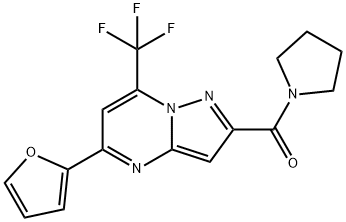 Methanone, [5-(2-furanyl)-7-(trifluoromethyl)pyrazolo[1,5-a]pyrimidin-2-yl]-1-pyrrolidinyl- Structure