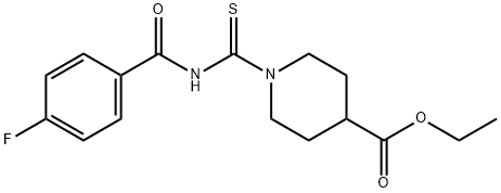 1-((4-氟苯甲酰基)氨基硫代甲酰基)哌啶-4-羧酸乙酯 结构式