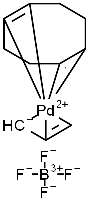 Palladium(1+), [(1,2,5,6-η)-1,5-cyclooctadiene](η3-2-propen-1-yl)-, tetrafluoroborate(1-) (1:1) Structure