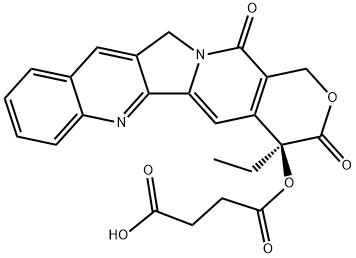 1-[(4S)-4-ethyl-3,4,12,14-tetrahydro-3,14-dioxo-1H-pyrano[3',4':6,7]indolizino[1,2-b]quinolin-4-yl] ester 化学構造式