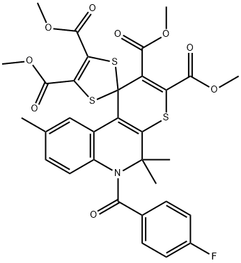 tetramethyl 6'-(4-fluorobenzoyl)-5',5',9'-trimethylspiro[1,3-dithiole-2,1'-thiopyrano[2,3-c]quinoline]-2',3',4,5-tetracarboxylate|