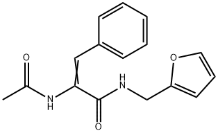 (Z)-2-acetamido-N-(furan-2-ylmethyl)-3-phenylprop-2-enamide 化学構造式