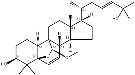 (19R)-5β,19-Epoxy-19-methoxycucurbita-6,23-diene-3β,25-diol 化学構造式
