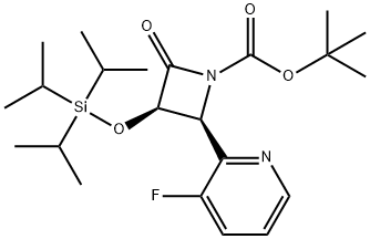 1-Azetidinecarboxylic acid, 2-(3-fluoro-2-pyridinyl)-4-oxo-3-[[tris(1-methylethyl)silyl]oxy]-, 1,1-dimethylethyl ester, (2S,3R)- 结构式