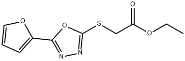 Acetic acid, 2-[[5-(2-furanyl)-1,3,4-oxadiazol-2-yl]thio]-, ethyl ester Struktur