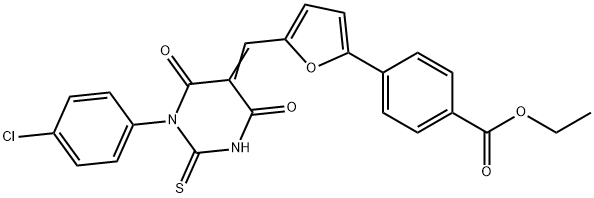 ethyl 4-[5-[(E)-[1-(4-chlorophenyl)-4,6-dioxo-2-sulfanylidene-1,3-diazinan-5-ylidene]methyl]furan-2-yl]benzoate|