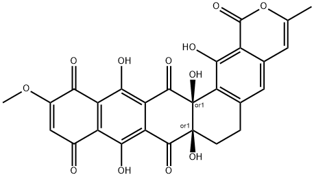 1H-Naphtho[2',3':6,7]phenanthro[3,2-c]pyran-1,8,10,13,15-pentone, 6,7,7a,15a-tetrahydro-7a,9,14,15a,16-pentahydroxy-12-methoxy-3-methyl-, (7aR,15aS)-rel- Structure