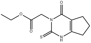 2-(4-氧代-2-硫代-6,7-二氢-1H-环戊二烯并[D]嘧啶-3(2H,4H,5H)-基)乙酸乙酯,345897-09-8,结构式
