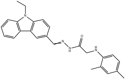 2-[(2,4-dimethylphenyl)amino]-N'-[(9-ethyl-9H-carbazol-3-yl)methylene]acetohydrazide (non-preferred name) Structure