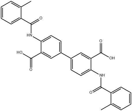 4,4''-Bis[(2-methylbenzoyl)amino]-[1,1''-Biphenyl]-3,3''-dicarboxylic Acid 化学構造式
