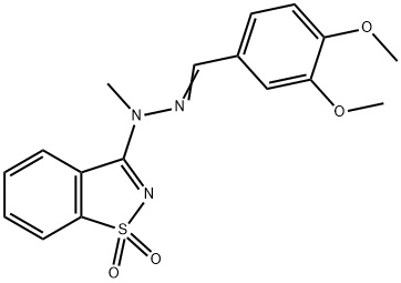 3,4-dimethoxybenzaldehyde (1,1-dioxido-1,2-benzisothiazol-3-yl)(methyl)hydrazone,353483-06-4,结构式