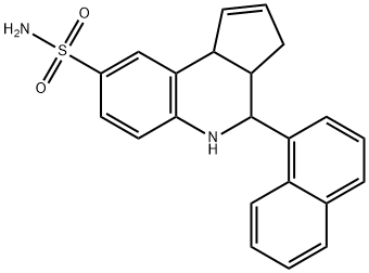 (3aR)-4β-(1-ナフチル)-3aα,4,5,9bα-テトラヒドロ-3H-シクロペンタ[c]キノリン-8-スルホンアミド 化学構造式